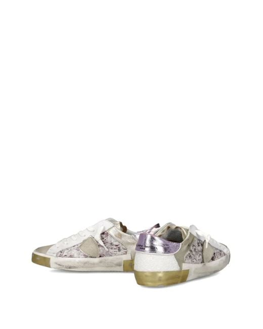 Philippe Model White Distressed Leather Sneakers