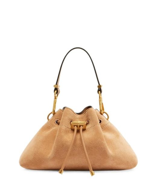 Jimmy Choo Natural Small Cinch Suede Shoulder Bag