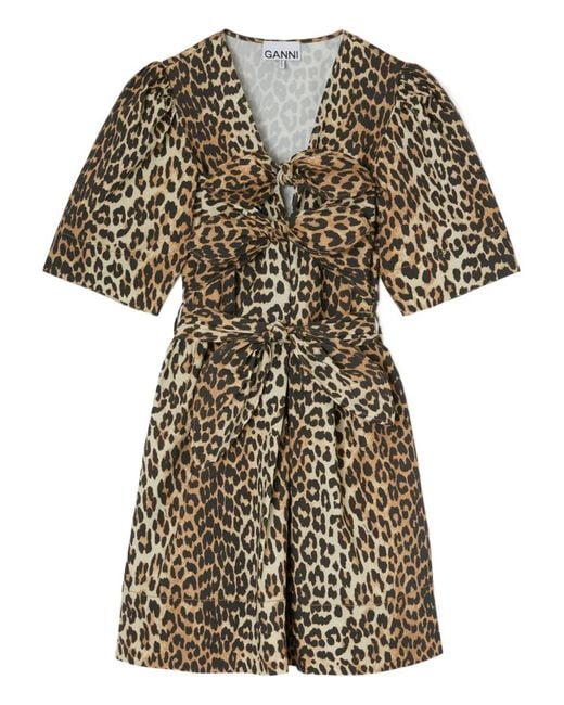 Ganni Brown Organic Cotton Mini Dress