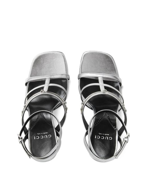 Gucci White Horsebit Caged Sandals
