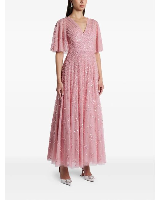 Needle & Thread Pink Sequin-Embellished Dress