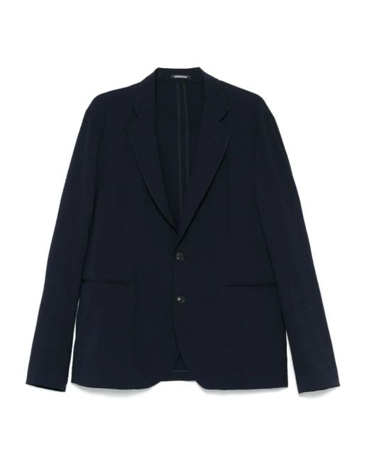 Emporio Armani Blue Single-Breasted Blazer for men