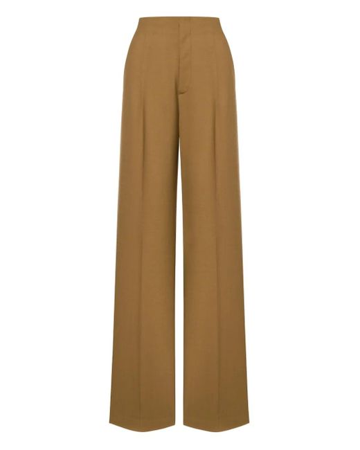 Alberta Ferretti Natural Pleated High-Waisted Trousers