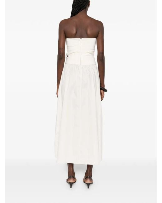 Esse Studios White Strapless Split Midi Dress