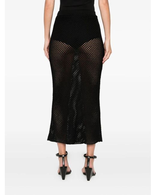 Jonathan Simkhai Black Crochet-Effect Midi Skirt