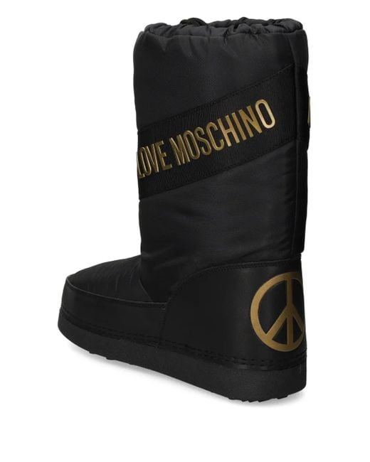 Love Moschino Black Logo-Print Snow Boots