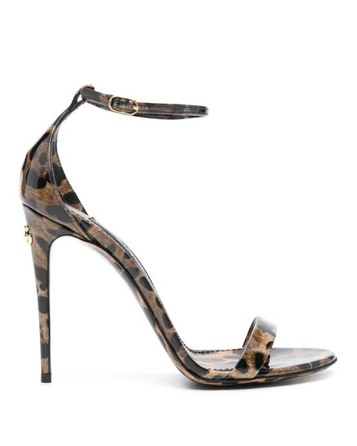 Dolce & Gabbana Black 110Mm Leopard-Print Sandals