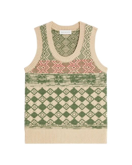 Dries Van Noten Natural Jacquard Wool Sweater for men
