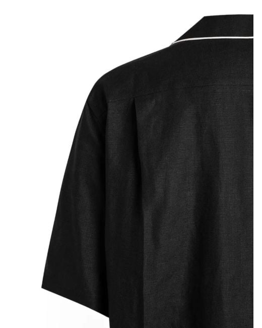 Dolce & Gabbana Black Piping-Detail Chest-Pocket Shirt for men