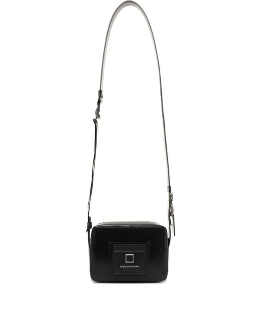 Wooyoungmi White Logo-Print Rectangular-Shape Crossbody Bag for men
