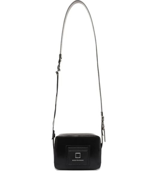 Wooyoungmi White Logo-Print Rectangular-Shape Crossbody Bag for men