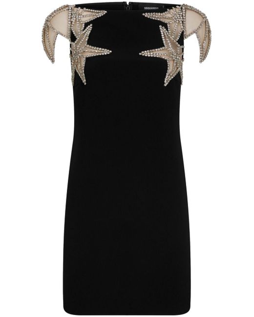 DSquared² Black Star-Embellished Strapless Minidress