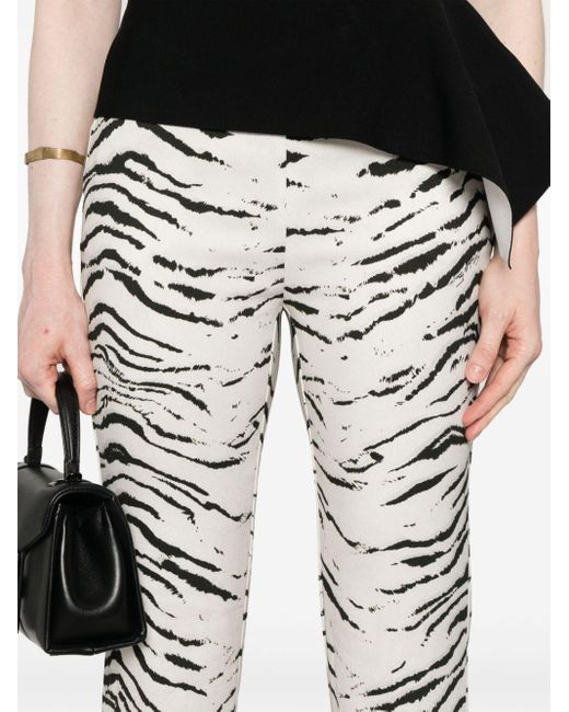 Elisabetta Franchi White Zebra-print Flared Trousers