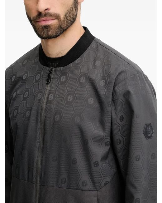 Boss Gray Hexagon-pattern Bomber Jacket for men