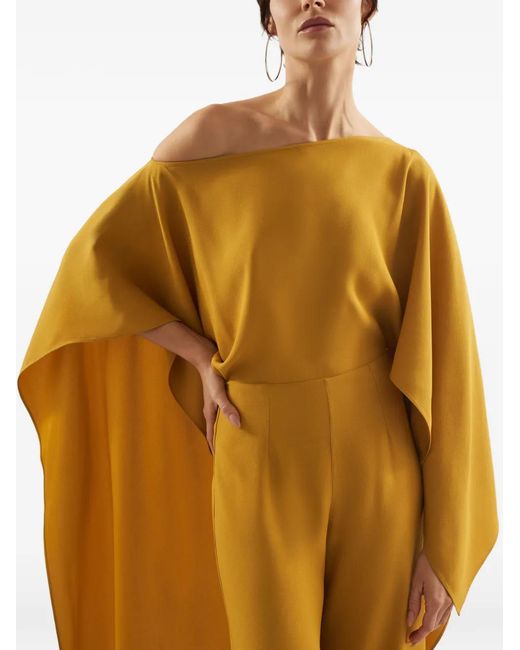 Taller Marmo Metallic Jerry Cape-Detail Jumpsuit