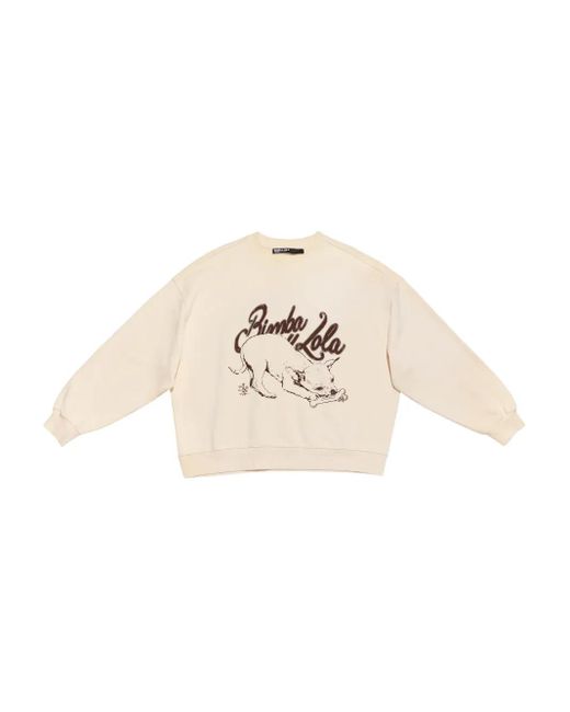 Bimba Y Lola White Graphic-Print Cropped Sweatshirt