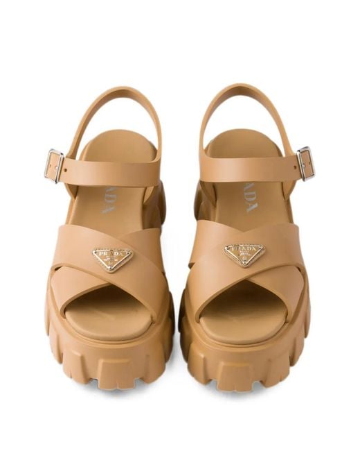 Prada Brown Monolith Sandalen