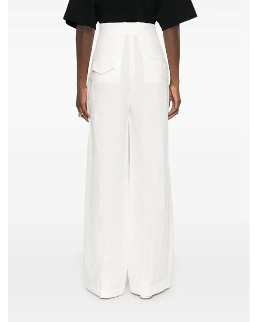 Plan C White Linen Trousers