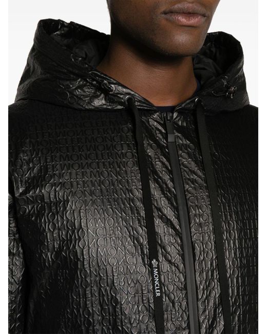 Moncler Black Logo-embossed Hooded Jacket for men