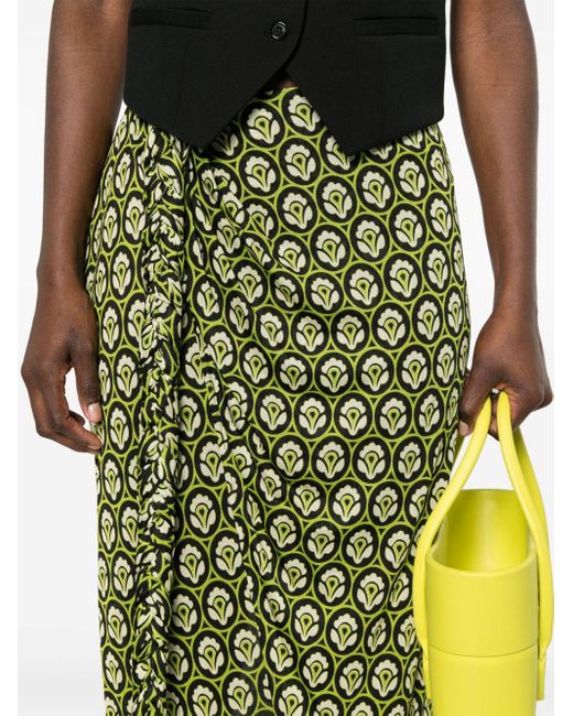 Etro Green Aurea-print Wrap Maxi Skirt