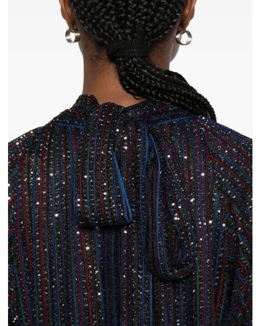 Missoni Gestreepte Jurk Verfraaid Met Pailletten in het Blue