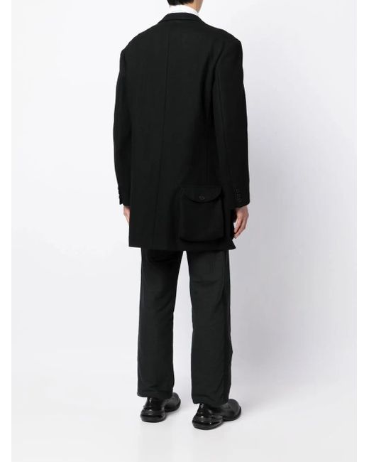 Yohji Yamamoto Black Single-Breasted Fitted Coat for men