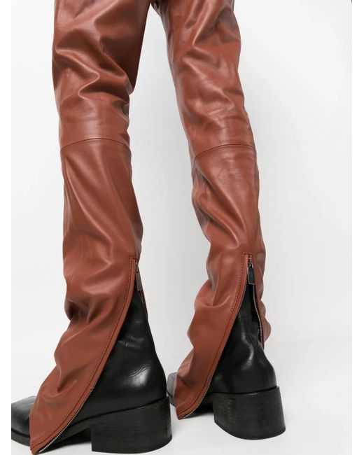 Off-White c/o Virgil Abloh Red Lea Buckled Leather Trousers for men