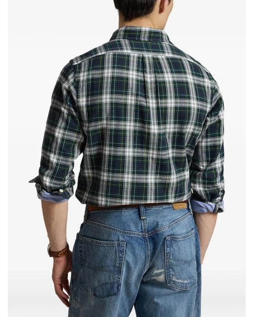Polo Ralph Lauren Blue Oxford Tartan Button-Down Shirt for men