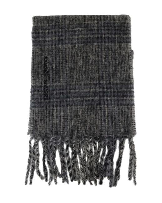 Samsøe & Samsøe Black Alex Checked Fringed Scarf