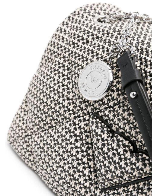 Emporio Armani Gray Quilted Raffia Shoulder Bag