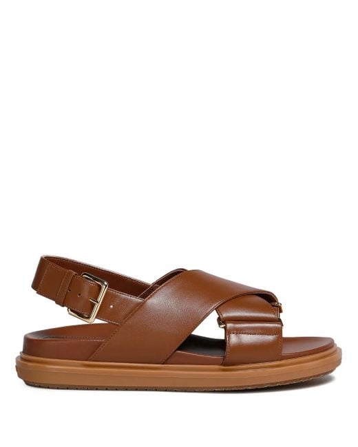 Marni Brown Leather Fussbett Sandals