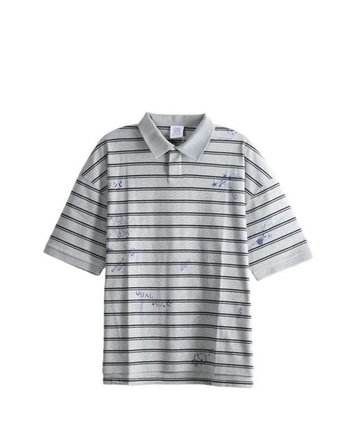Vetements Gray Striped Scribble-Print Polo Shirt for men
