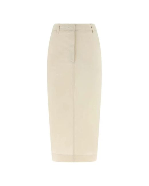 Thelatest White Donna Pocket Split Midi Skirt