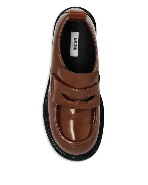 Moschino Brown Patent-Leather Loafers
