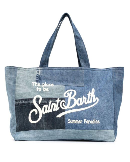 Mc2 Saint Barth Colette Denim Patchwork Tote Bag in Blue | Lyst