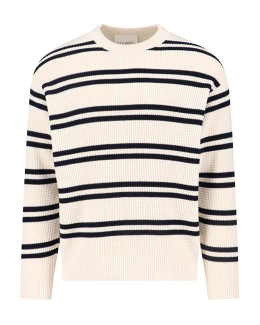 Closed Gestreifter Pullover Mit Waffelstrick-Muster in White für Herren
