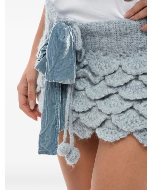 Matimì Blue Tiered Tie-Detail Mini Skirt