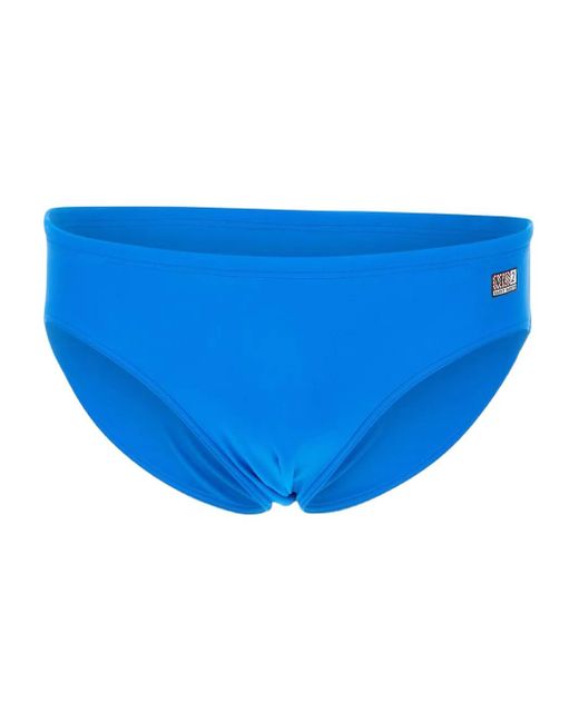 Mc2 Saint Barth Blue Logo-Patch Swim Trunks for men