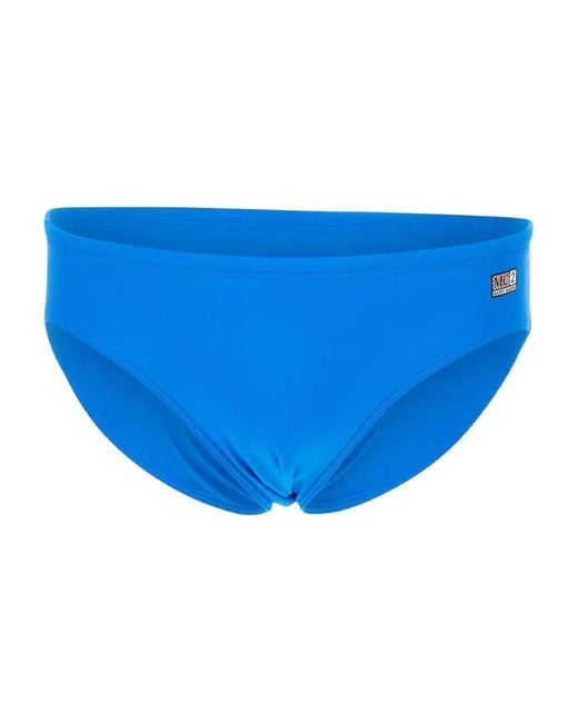 Mc2 Saint Barth Blue Logo-Patch Swim Trunks for men