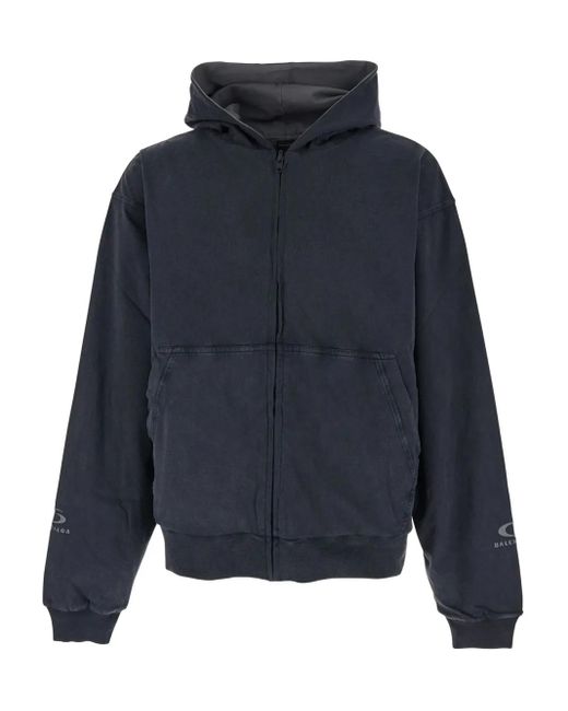 Balenciaga Blue Reversible Zip-Up Hoodie for men