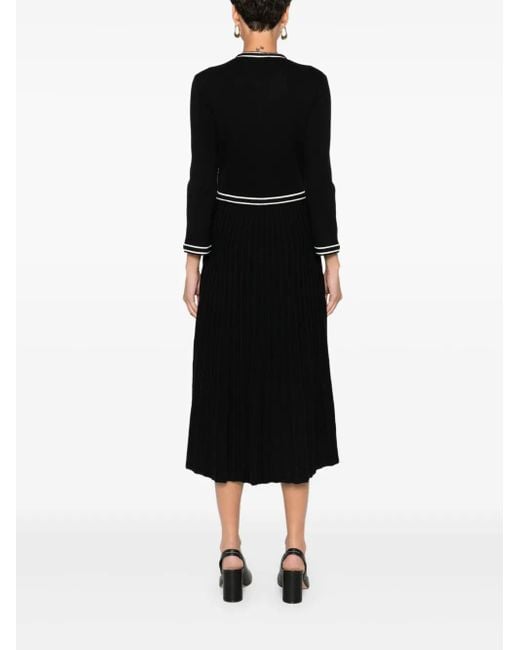 Maje Black Geknöpftes Strickkleid Mit Falten