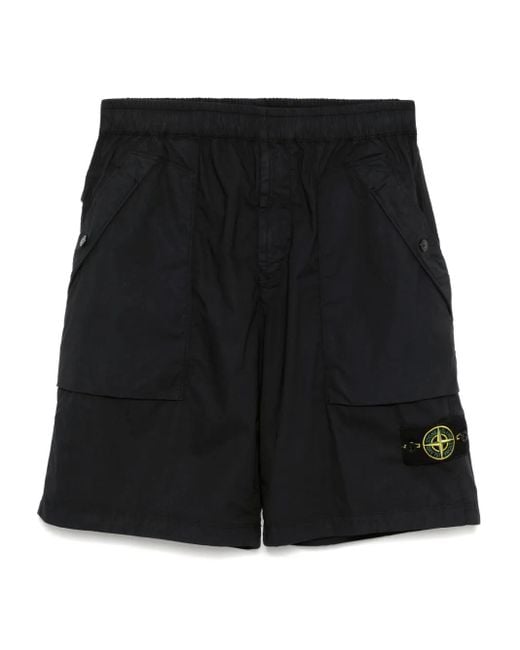 Stone Island Black Parachute Shorts for men