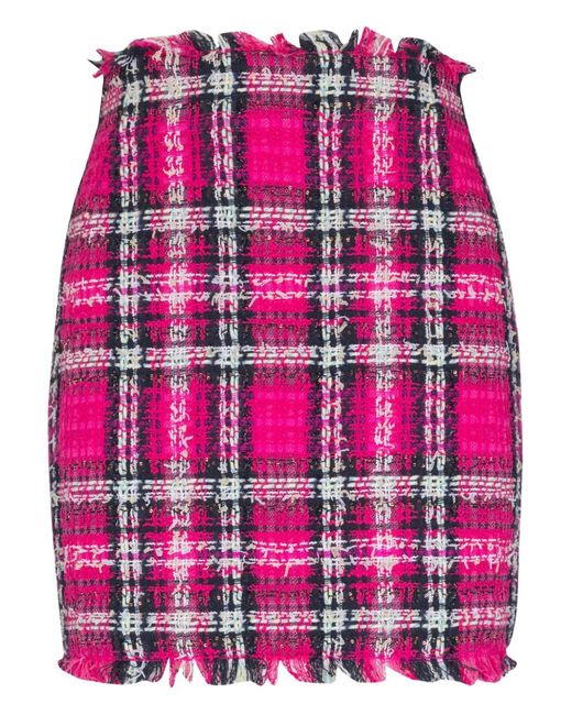 Balmain Pink Mini Glitter-Detail Skirt