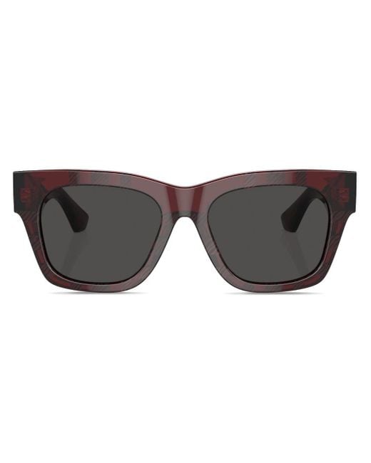 Burberry Gray Checkered Wayfarer-frame Sunglasses