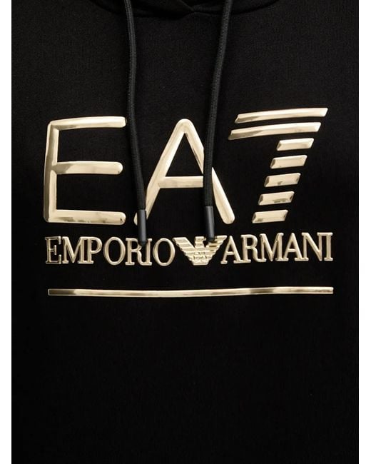 EA7 Black Logo Hooded Top