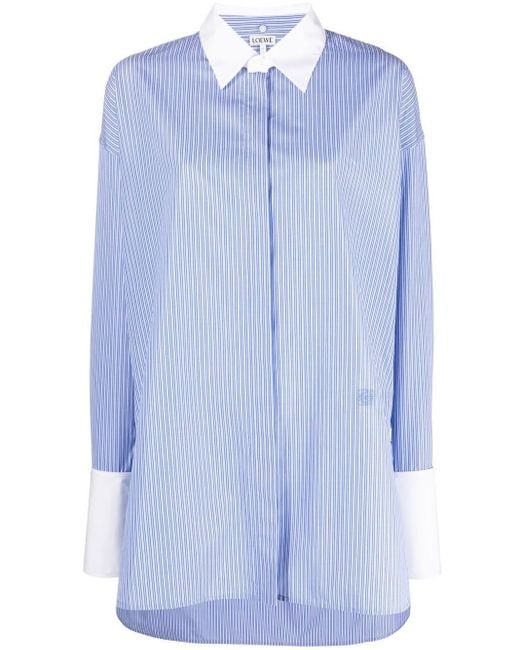 Camisa oversize con puño en contraste Loewe de color Blue