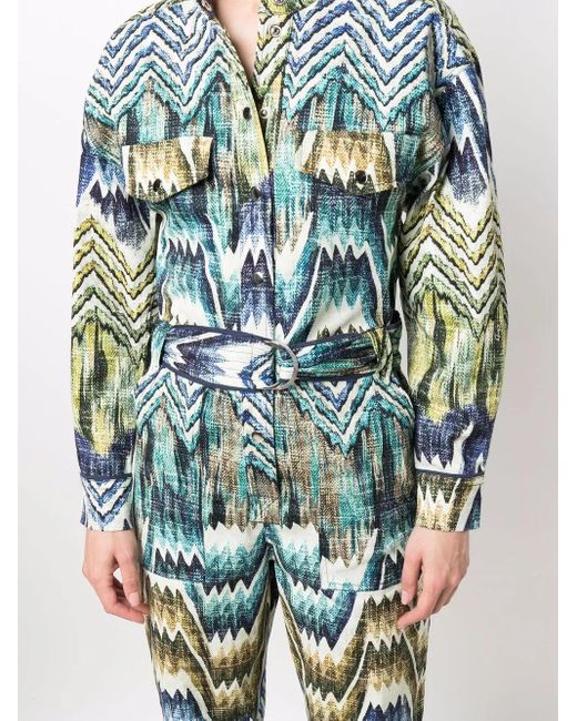 Chufy Blue Patterned Belted Jumpsuit
