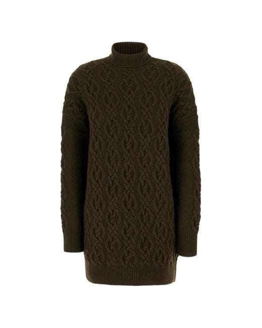 Max Mara Green Cable-Knit Mini Dress