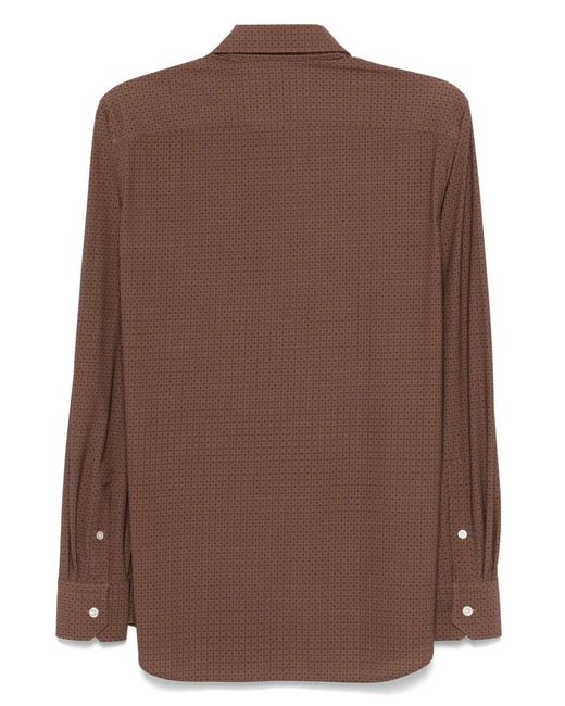 Dell'Oglio Brown Graphic Print Shirt for men