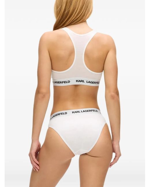 Karl Lagerfeld White Logo-Waistband Brief (Pack Of Three)